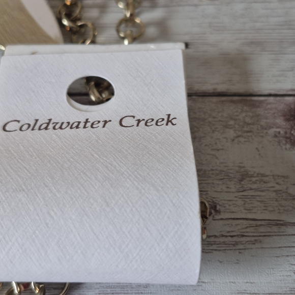 NWT Coldwater Creek Gold Tone Crescent Gem Necklace - Picture 3 of 14